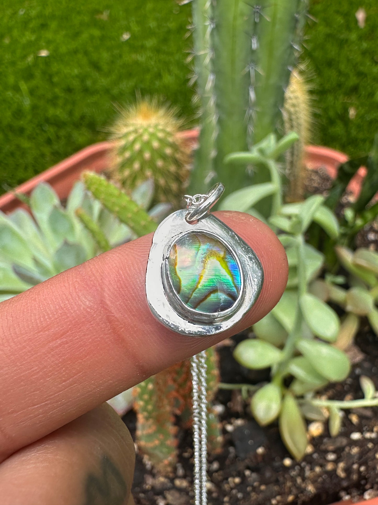 Handcrafted Abalone Necklace 16 in. Cable Chain