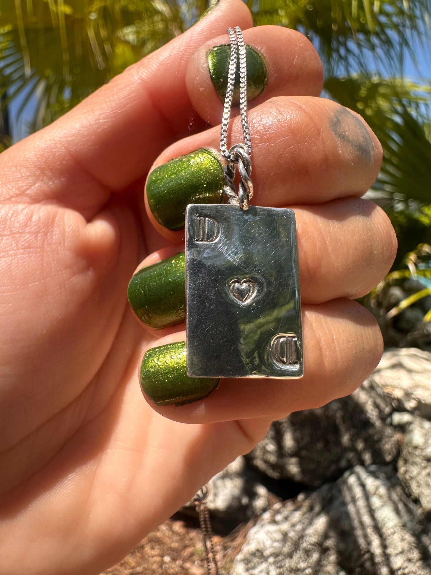 Customizable Sterling Hearts Card Charm