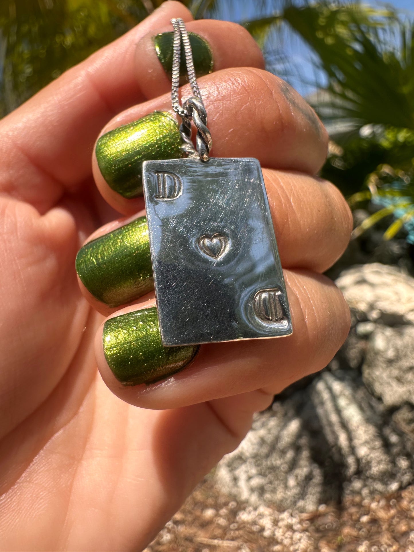 Customizable Sterling Hearts Card Charm