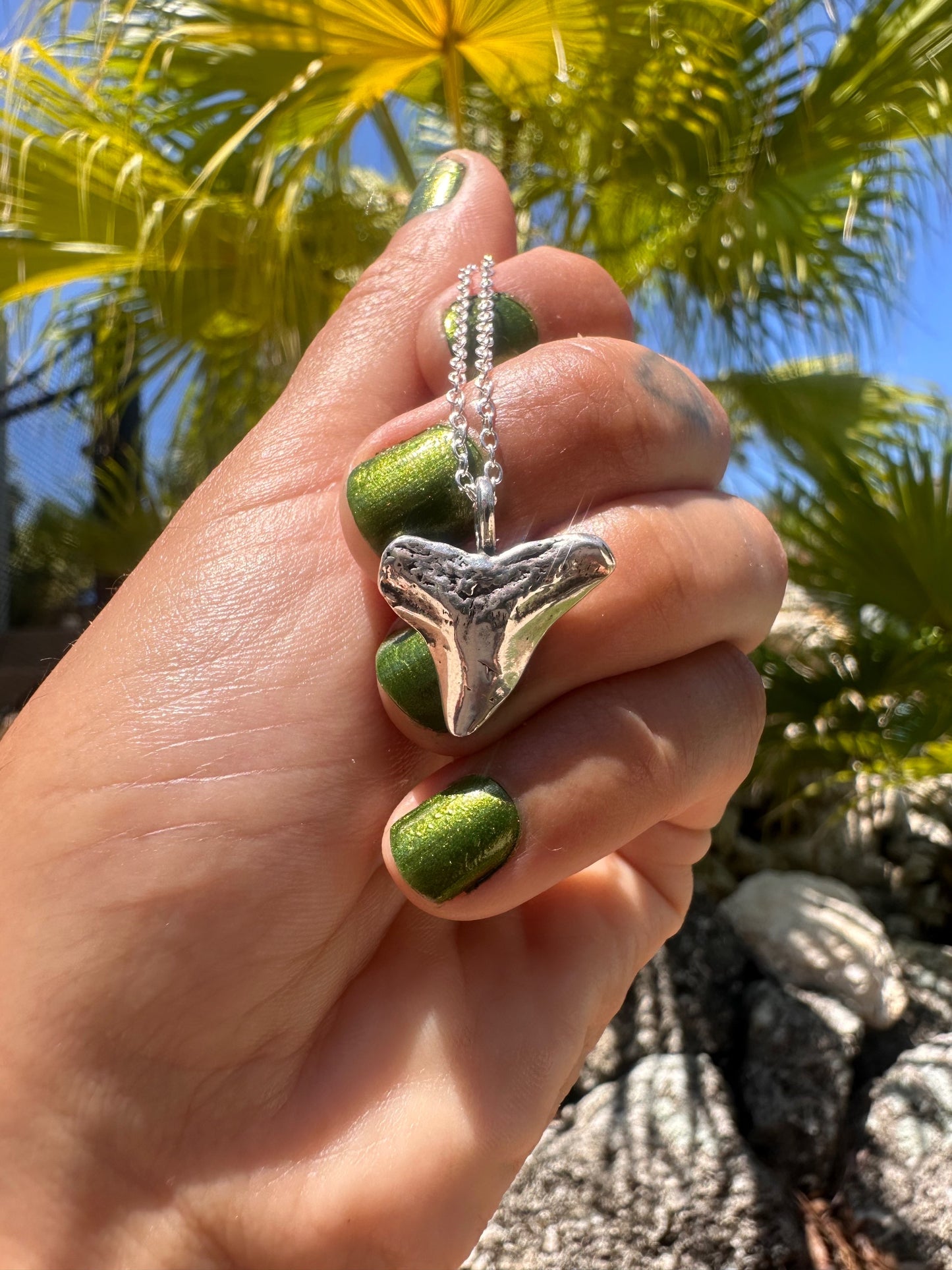 Sterling Silver Shark Tooth Charm Pendant - Style 4