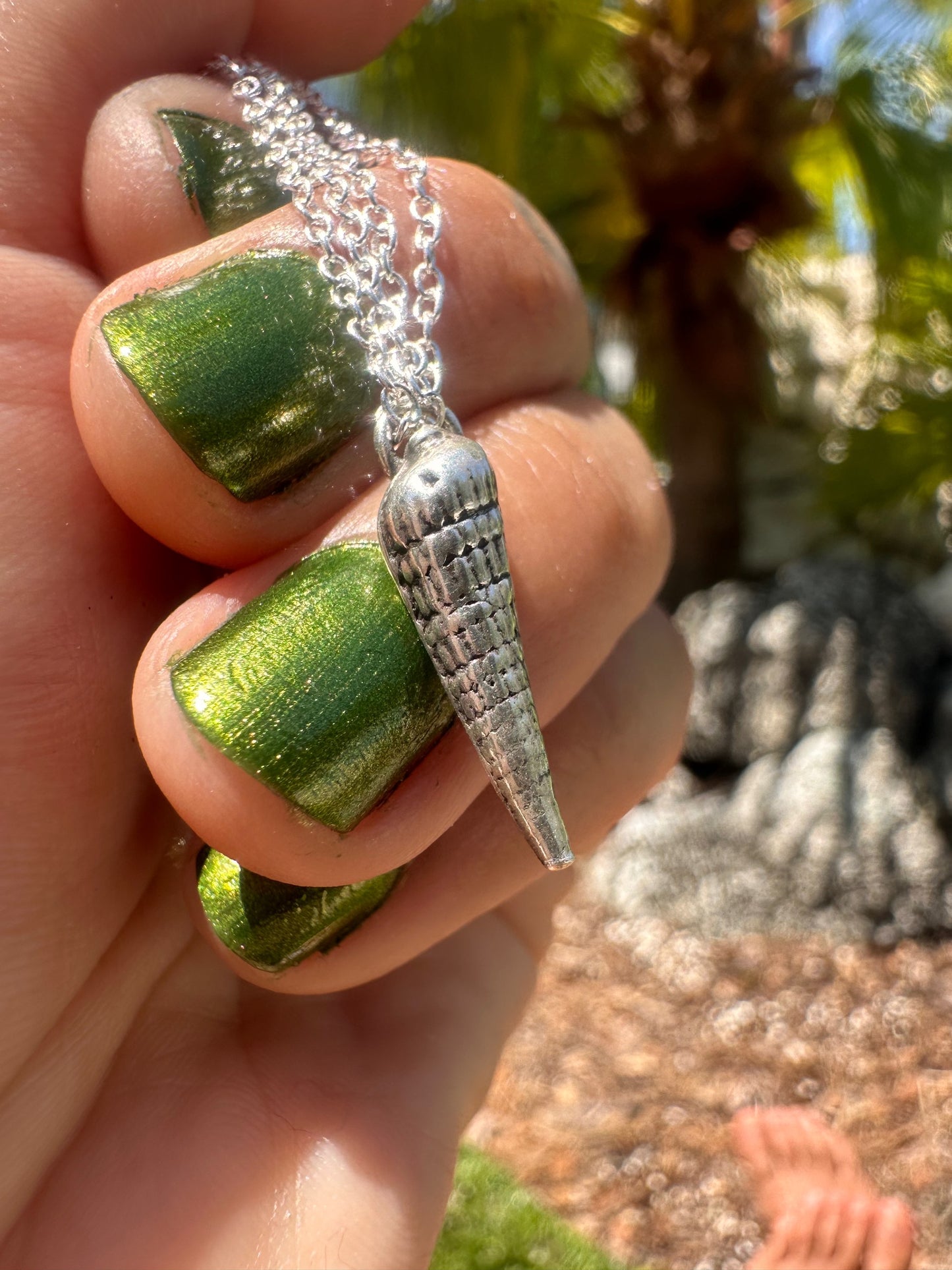 Sterling Silver Long Screw Shell Charm