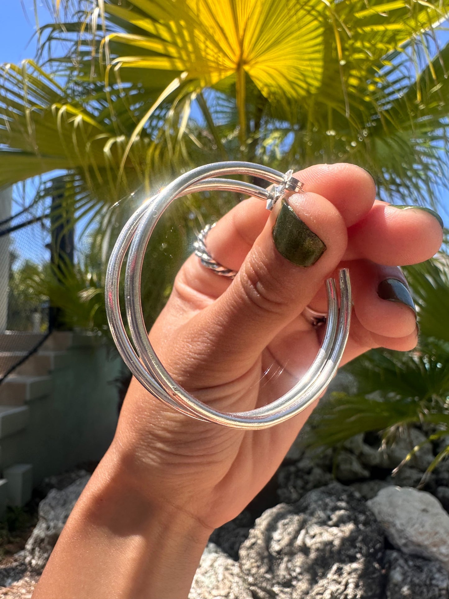 Large Solid Silver Hoops