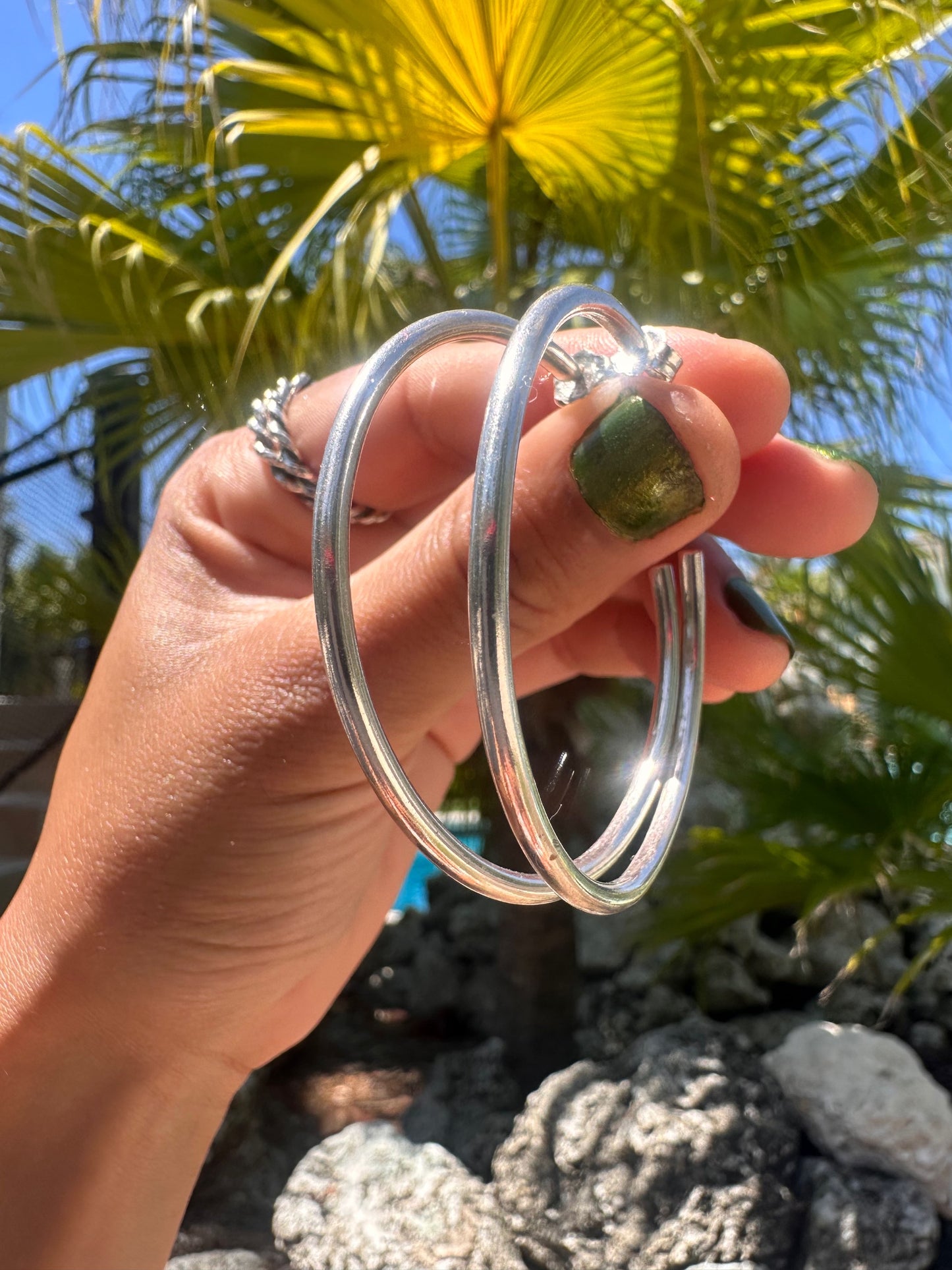 Large Solid Silver Hoops
