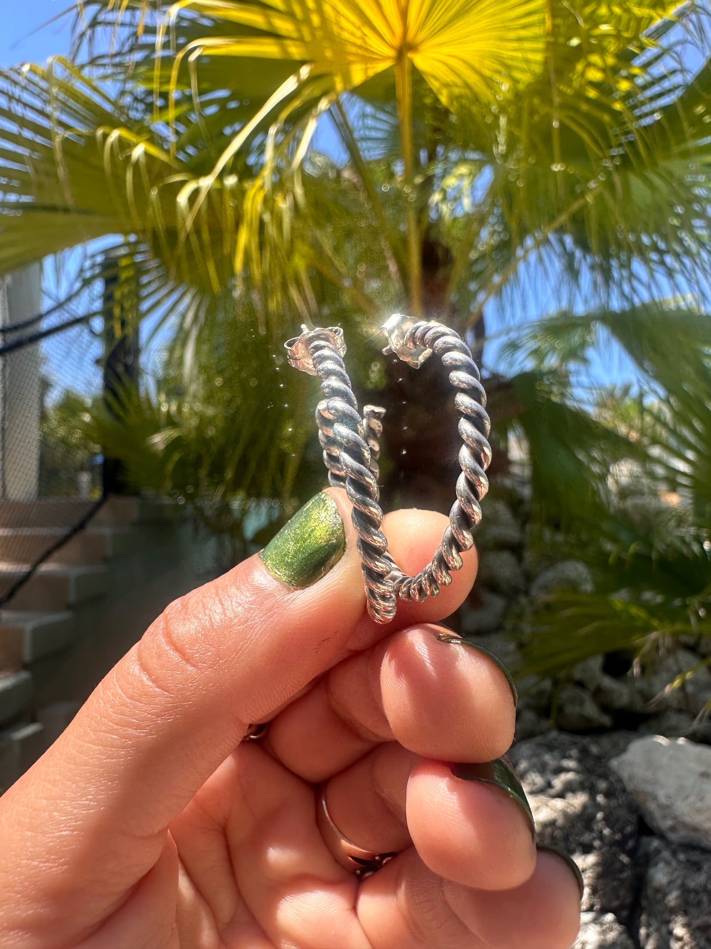 Sterling Silver Twisted Rope Hoops