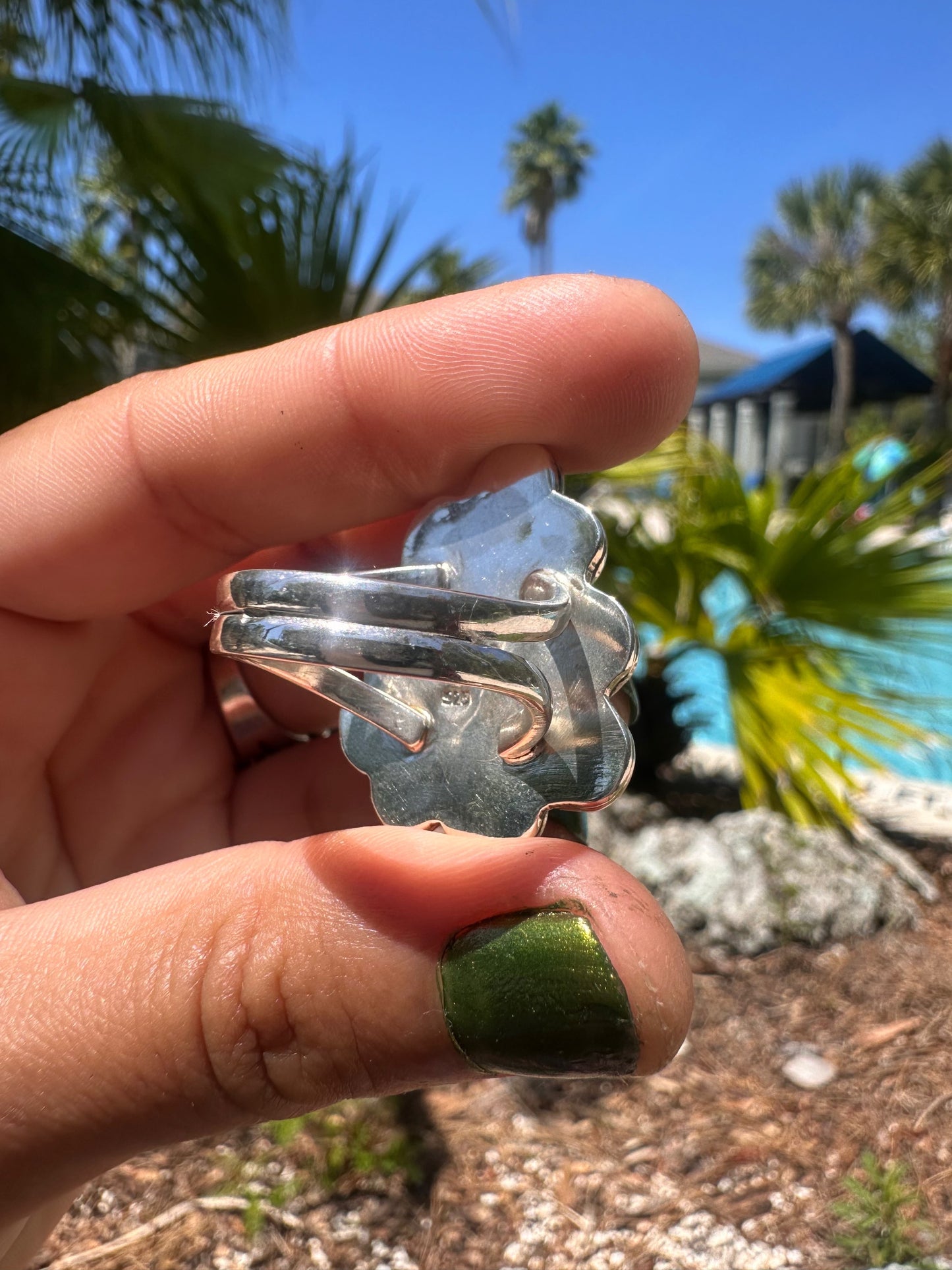 OOAK: Floral Turquoise Ring Size 8 1/2