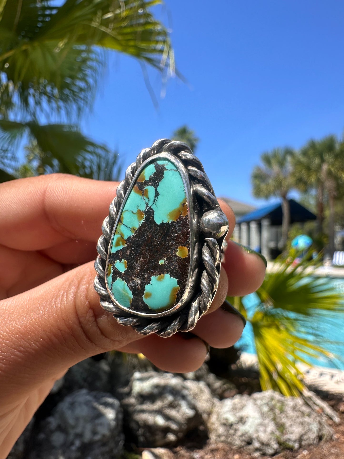 OOAK: Hubei Turquoise Rope Ring Sz 7 1/2