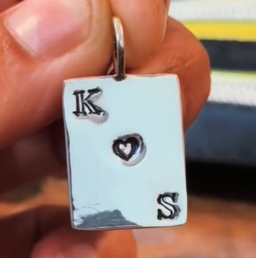 Customizable Sterling Hearts Card Charm