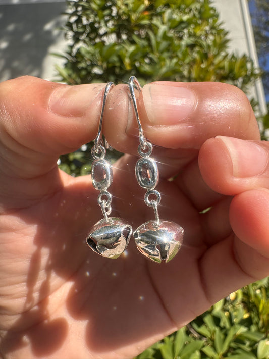 Sterling Silver Bell Earrings with Blue Topaz