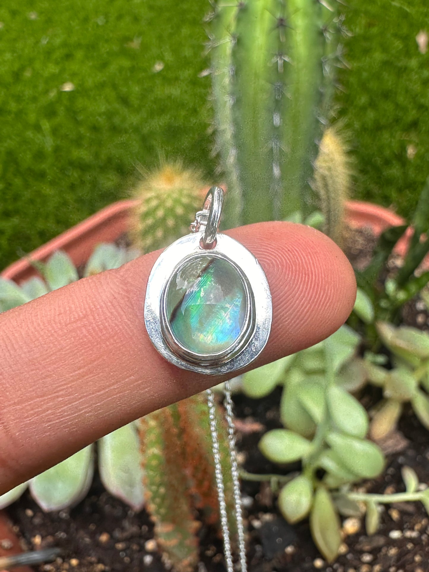 Handcrafted Abalone Necklace 16 in. Cable Chain