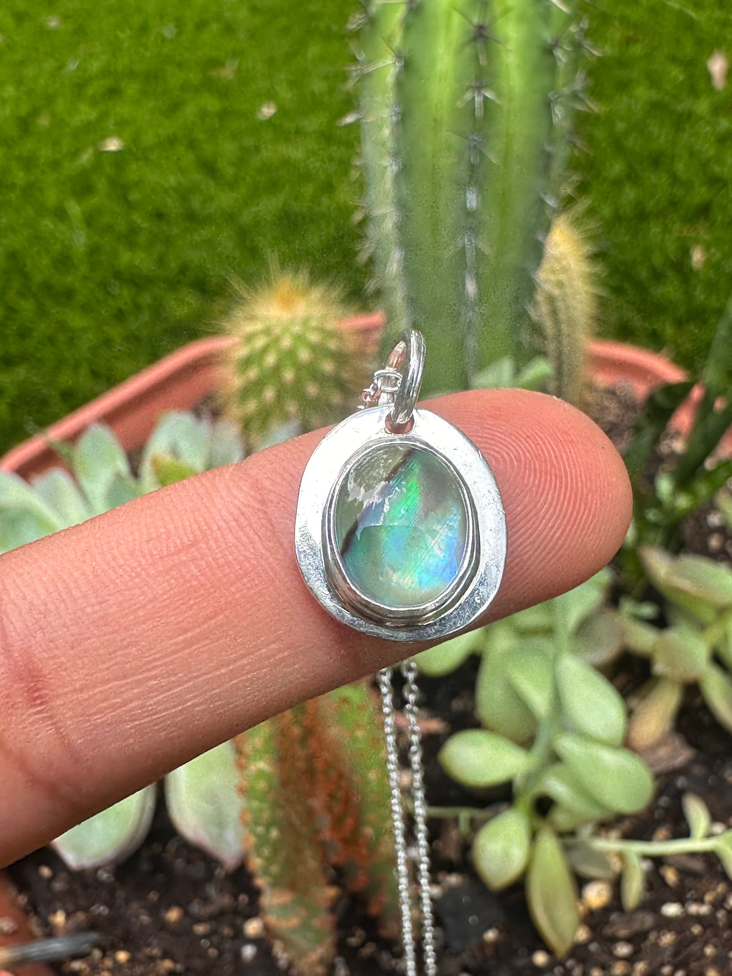 Handcrafted Abalone Necklace 16 in. Cable Chain