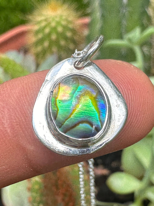 Handcrafted Abalone Necklace 16 in. Cable Chain