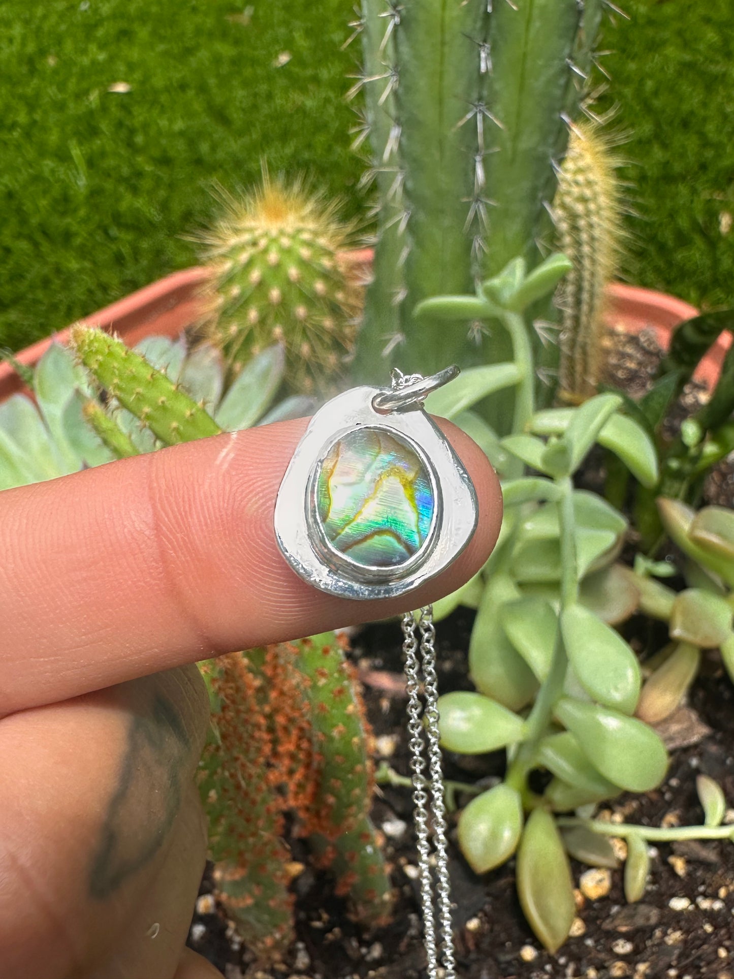 Handcrafted Abalone Necklace 16 in. Cable Chain