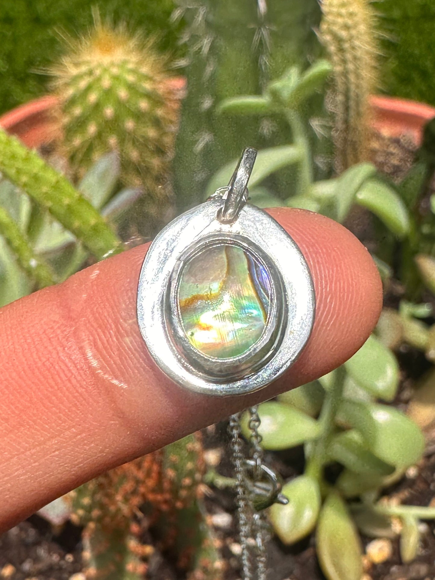 Handcrafted Abalone Necklace 16 in. Cable Chain