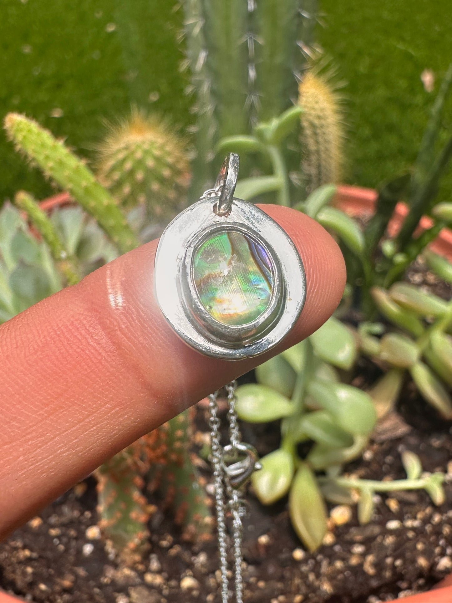 Handcrafted Abalone Necklace 16 in. Cable Chain