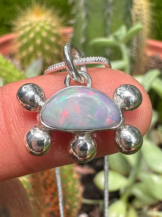 Handcrafted Opal Doublet Bubble Pendant Sterling Silver Necklace on 16" Snake Chain