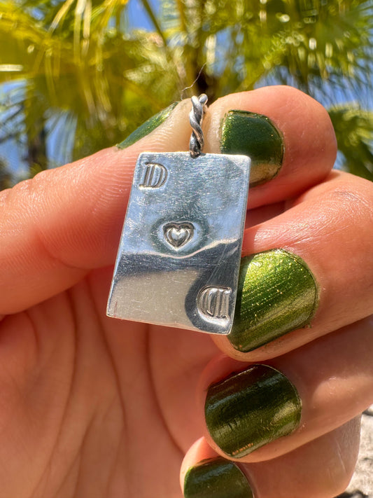 Customizable Sterling Hearts Card Charm