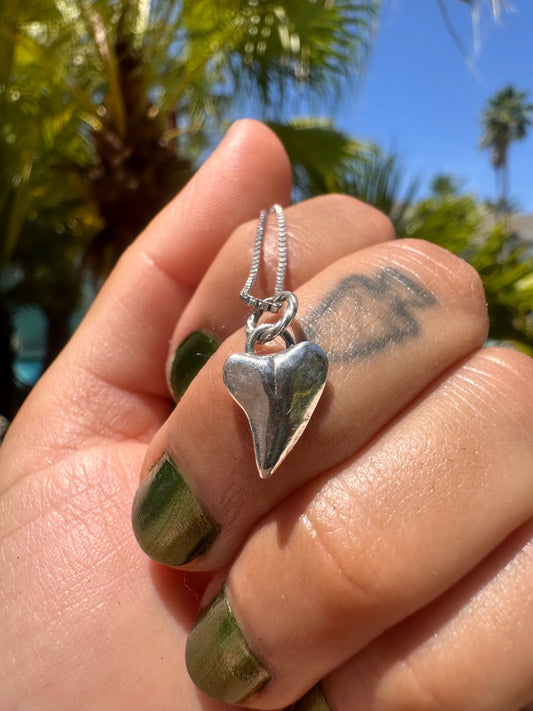 Small Sterling Silver Shark Tooth Charm - Style 2
