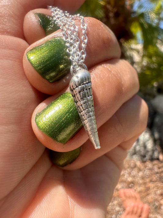 Sterling Silver Long Screw Shell Charm