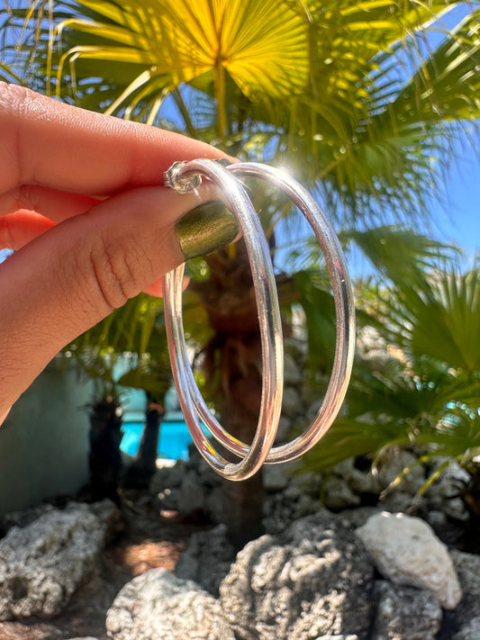 Large Solid Silver Hoops