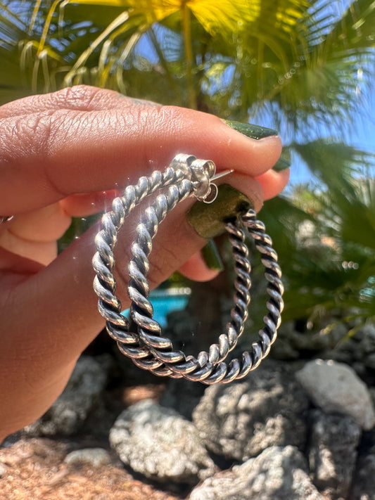 Sterling Silver Twisted Rope Hoops