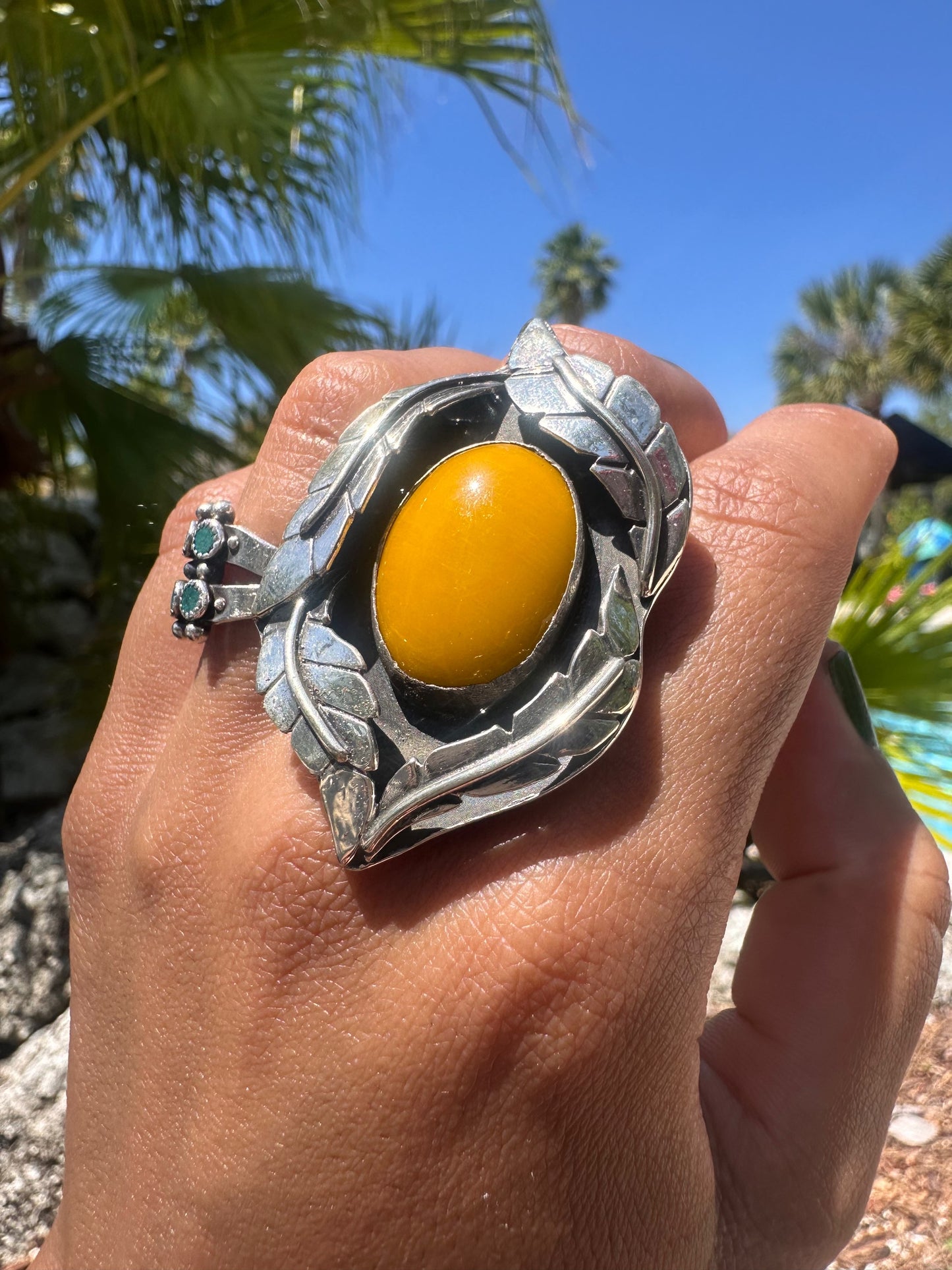 OOAK: Yellow Rosarita Feather Ring
