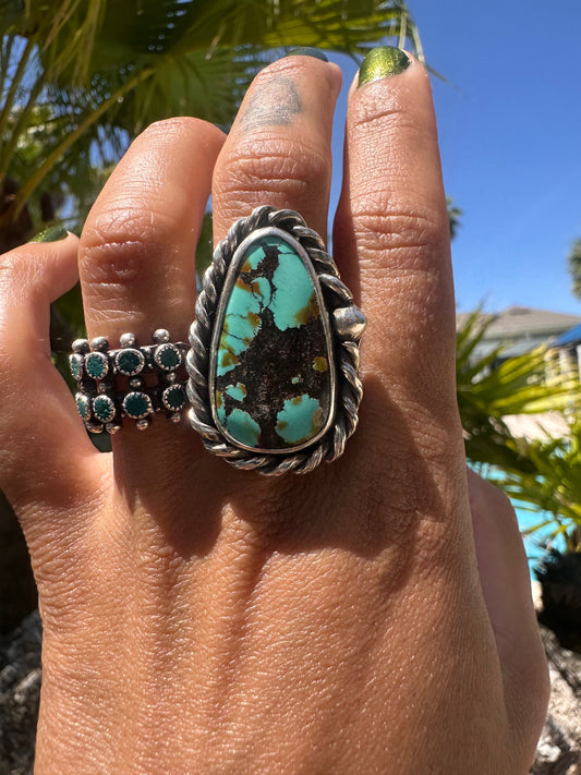 OOAK: Hubei Turquoise Rope Ring Sz 7 1/2